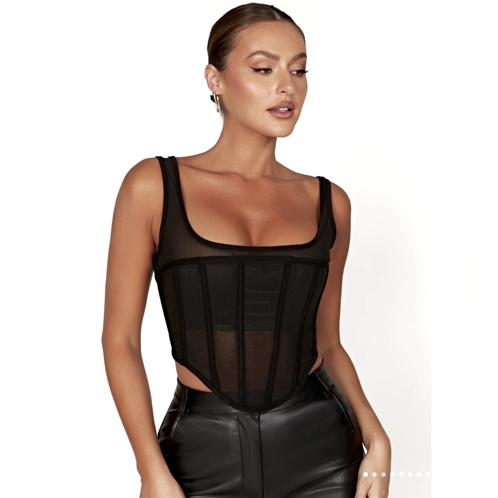 Meshki Delaney black corset top size large new with tags
